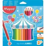 MAPED Pastelli Triangolari Color Peps Jumbo Scatola da 18 Pz.