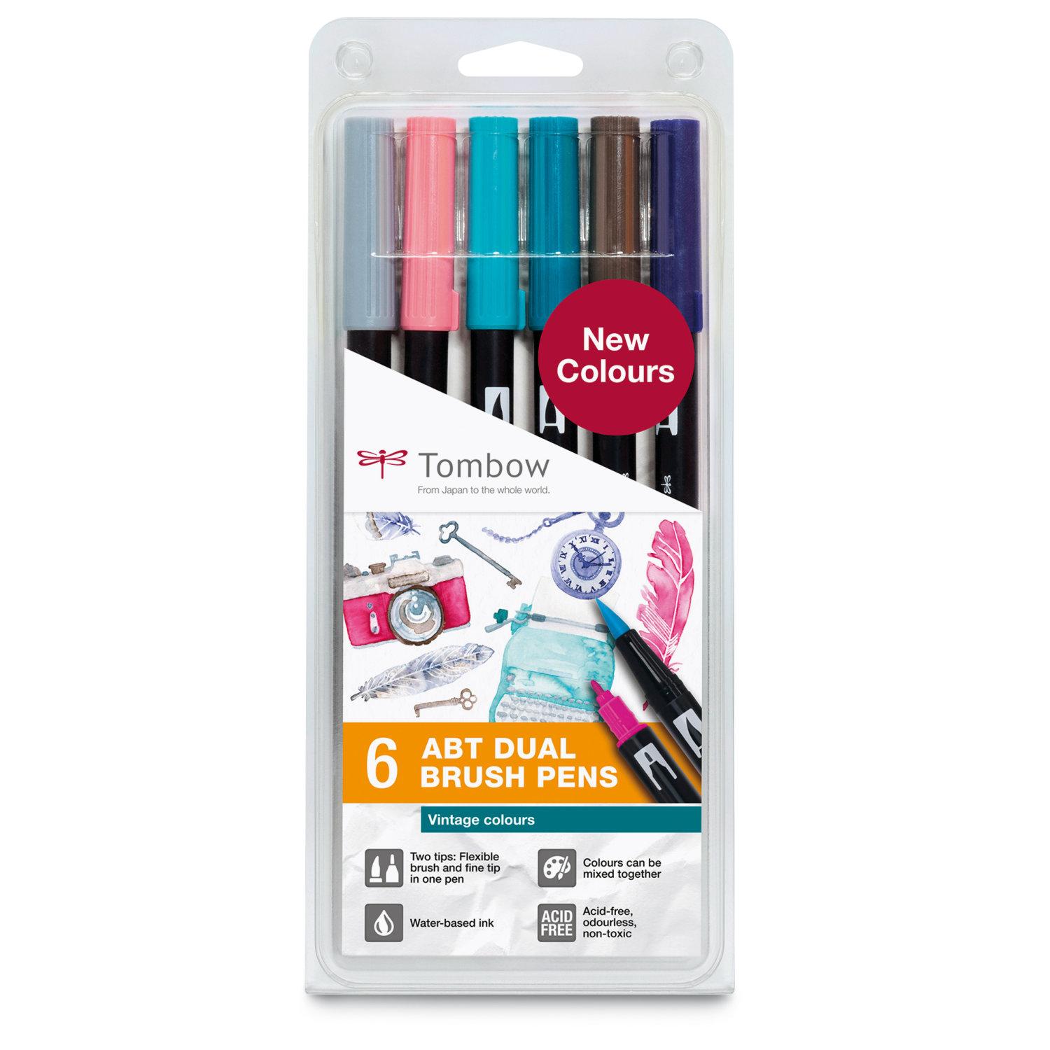 TombowAbtDualBrushPensetda6_jpg-1.jpg Pennarelli Tombow Abt Dual Brush Pen, set da 6 Vintage Colours NEW COLOURS - immagine 1