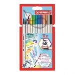 Pennarelli STABILO Pen 68 Brush Punta Pennello. Astuccio 12 Colori