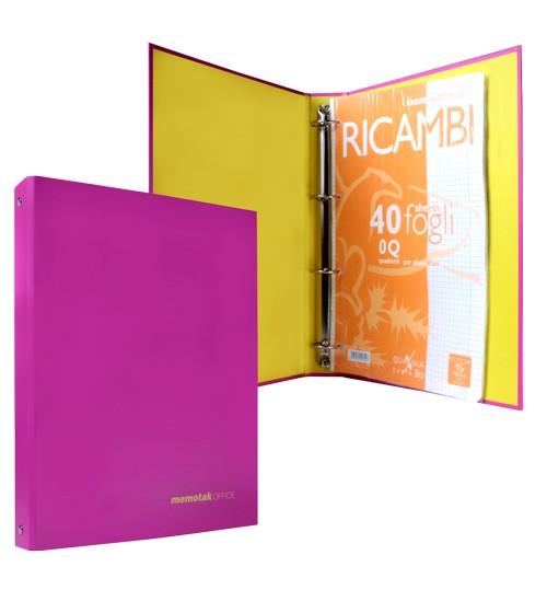 pegasus-cartelle-4-anelli-a4-anelli30-fuxia.jpg Cartelle 4 Anelli Memotak Colors Diam. 30 MM. Rosa - immagine 1
