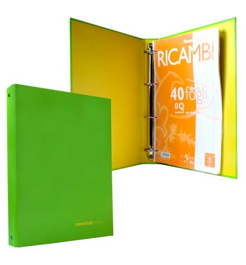 pegasus-cartelle-4-anelli-a4-anelli30-verde.jpg Cartelle 4 Anelli Memotak Colors Diam. 30 MM. Verde - immagine 1