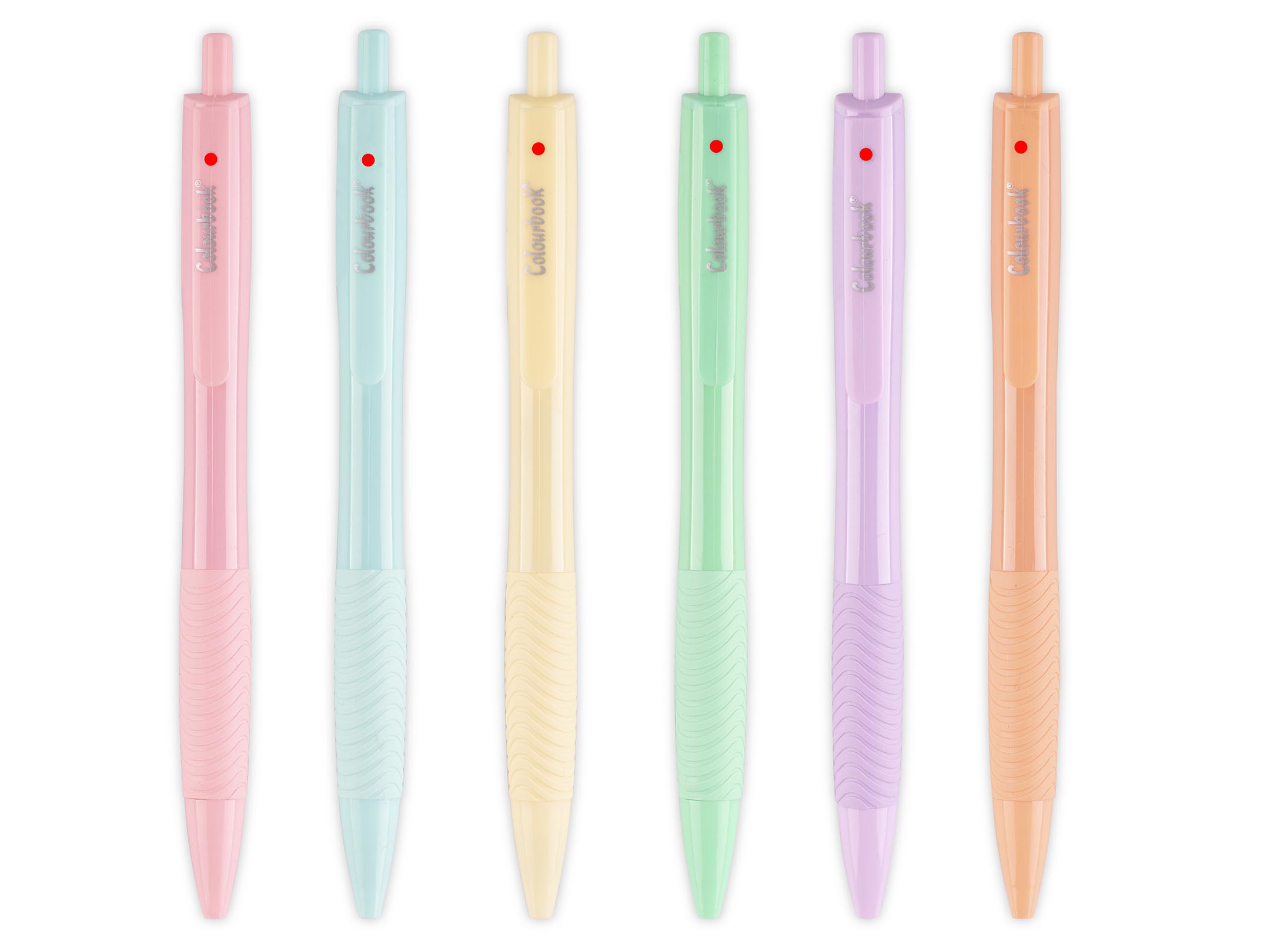 Set-6-penne-a-scatto-Pastel-inchiostro-rosso.jpg COLOURBOOK Set 6 Penne a Scatto Pastel con una OMAGGIO – Inchiostro Rosso - immagine 1