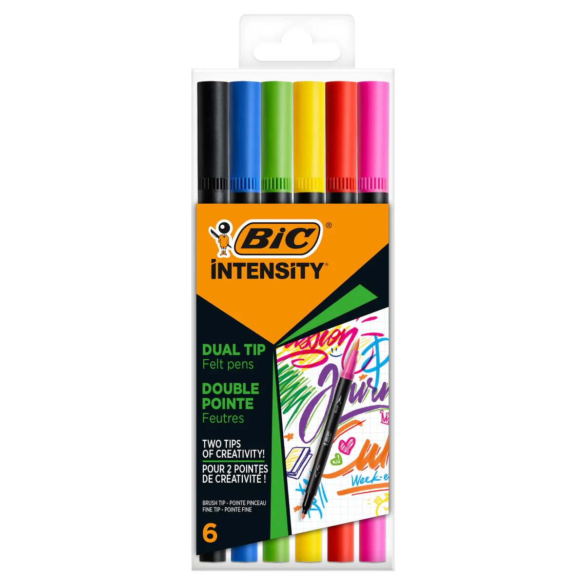 bic-astuccio-6-pennarelli-intensity-dual-tip-brush-colori-assortiti-intense.webp BIC Pennarello Doppia Punta Intensity Dual Tip Fluo Set 6 Colori - immagine 1