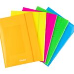 COLOURBOOK Cartellina Con Elastico PPL A4 Fluo – Dorso Piatto - Conf. da 5 Pz. Colori Assortiti