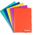COLOURBOOK Cartelle 3 Lembi Rigide con Doppio Elastico - Conf. da 5 Pz. Colori Assortiti
