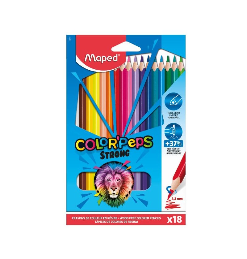 pegasus-pastelli-maped-strong-18-pz.jpg MAPED Colori Pastello Strong Color Peps Conf. da 18 Pz. - immagine 1