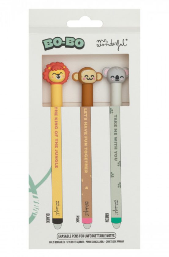 8445641053824.jpg MR. WONDERFUL Set di 3 Penne Cancellabili Leone - Scimmia -Koala - immagine 1