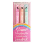 COLOURBOOK Set 3 Evidenziatori Glitterati con Timbrino – Gleam Rosa
