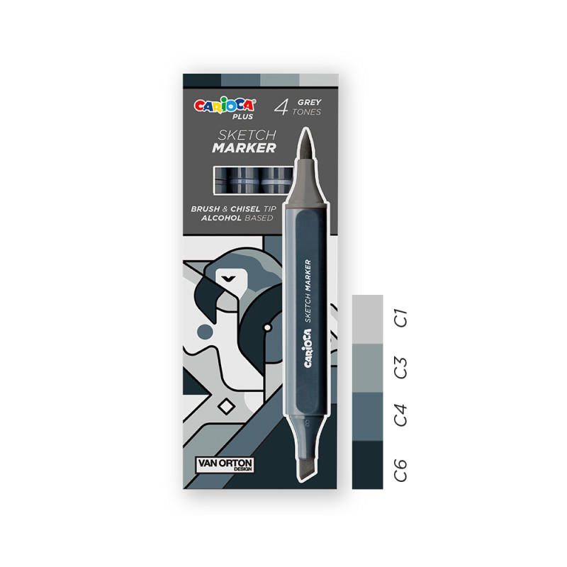 carioca-plus-sketch-marker-toni-grey-4-pz.jpg CARIOCA Plus Sketch Marker 4 Pz. Grey Tones - immagine 1