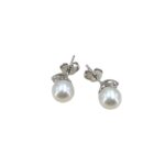 Orecchini Oro Perle 7mm Diamanti