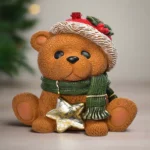 EDG - Base a forma di orso con stella dorata per albero di Natale, in resina