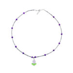 Collana tulipano viola rondelle e sfere in ematite in argento