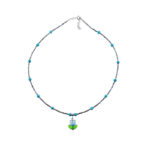 Collana tulipano turchese con sfere in ematite in argento