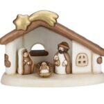 THUN - "PRESEPE CLASSICO" Set capanna con stella cometa e Sacra Famiglia con Gesù, Giuseppe e Maria,  Bianco e marrone