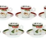 THUN - "MAGICO NATALE" Set 6 tazzine espresso con piattino, 2 decori differenti