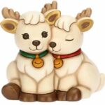 THUN - Coppia renna Robin abbracciate in ceramica