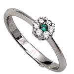 Anello Piccolo Smeraldo Contorno Diamanti
