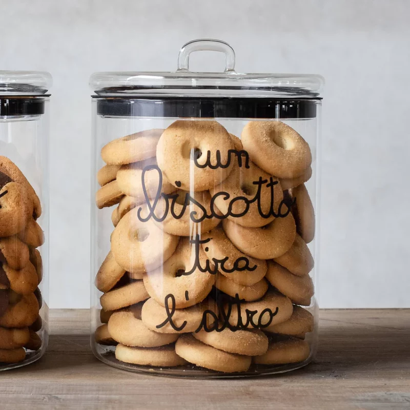 SIMPLE DAY - "UN BISCOTTO TIRA L'ALTRO" NERO Barattolo in vetro ø15 cm - immagine 3