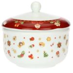 THUN - "DESIDERI DI NATALE" Biscottiera in porcellana, con coperchio