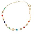 Bracciale dorato con cristalli colorati