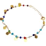 Bracciale dorato cristalli e cuoricini