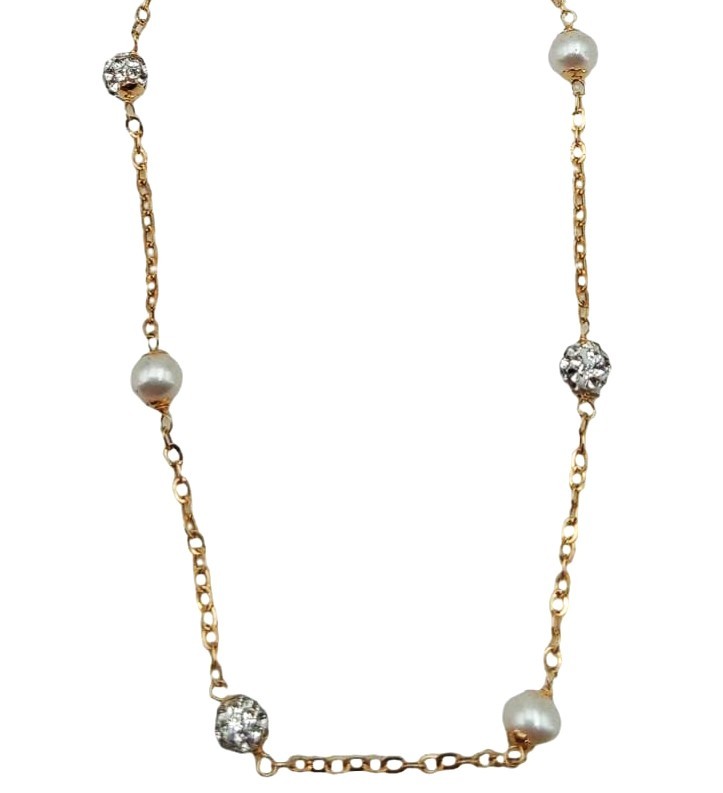 collana-sfere-zirconi-38 Girocollo sfere zirconate e perle - immagine 1