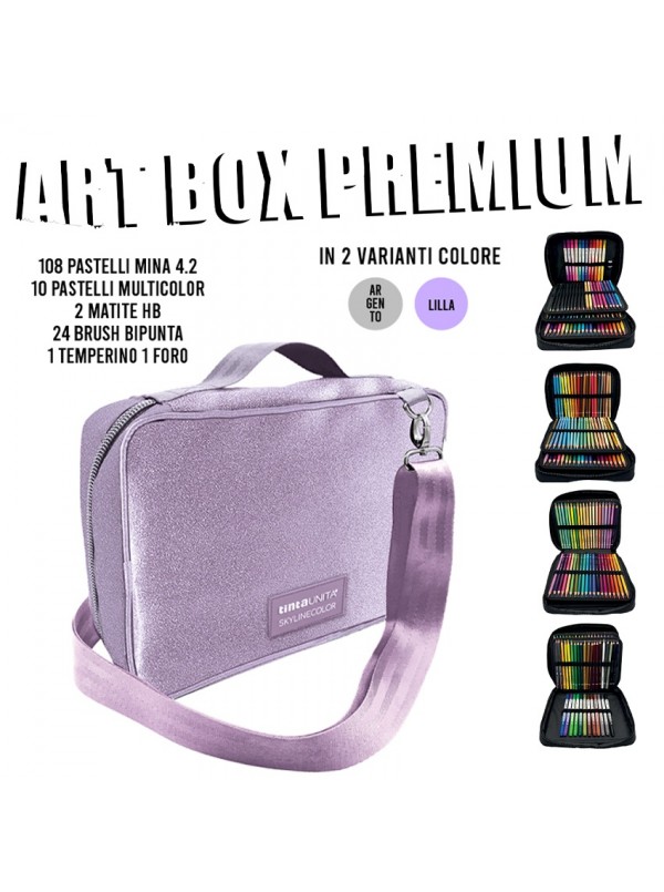pegasus-Art-Box-TintaUnita-Premium-Glitter-Rosa-o-Azzurro-144pz-Pastelli-Brush-Pen-accessori-1 TINTA UNITA Art Box Premium Glitter Rosa 144 Pz. Pastelli - Brush Pen + Accessori - immagine 1