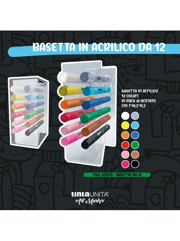 pegasus-Base-da-tavolo-in-acrilico-con-12-marker-TintaUnita-multi-superficie-coprenti TINTA UNITA Base da Tavolo in Acrilico con 12 Marker TintaUnita Multi Superficie Coprenti - immagine 1