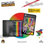 TINTA UNITA Metal Box Fraffrog Collection con 12 Colori a Matita