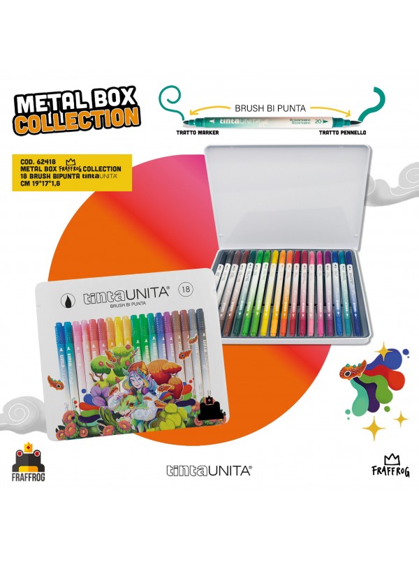 pegasus-Metal-box-Fraffrog-Collection-con-18-BrushPen-doppia-punta-TintaUnita-Lettering-1 TINTA UNITA Metal Box Fraffrog Collection con 18 BrushPen Doppia Punta - immagine 1