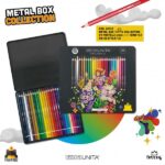 TINTA UNITA Metal Box Fraffrog Collection con 24 Colori a Matita