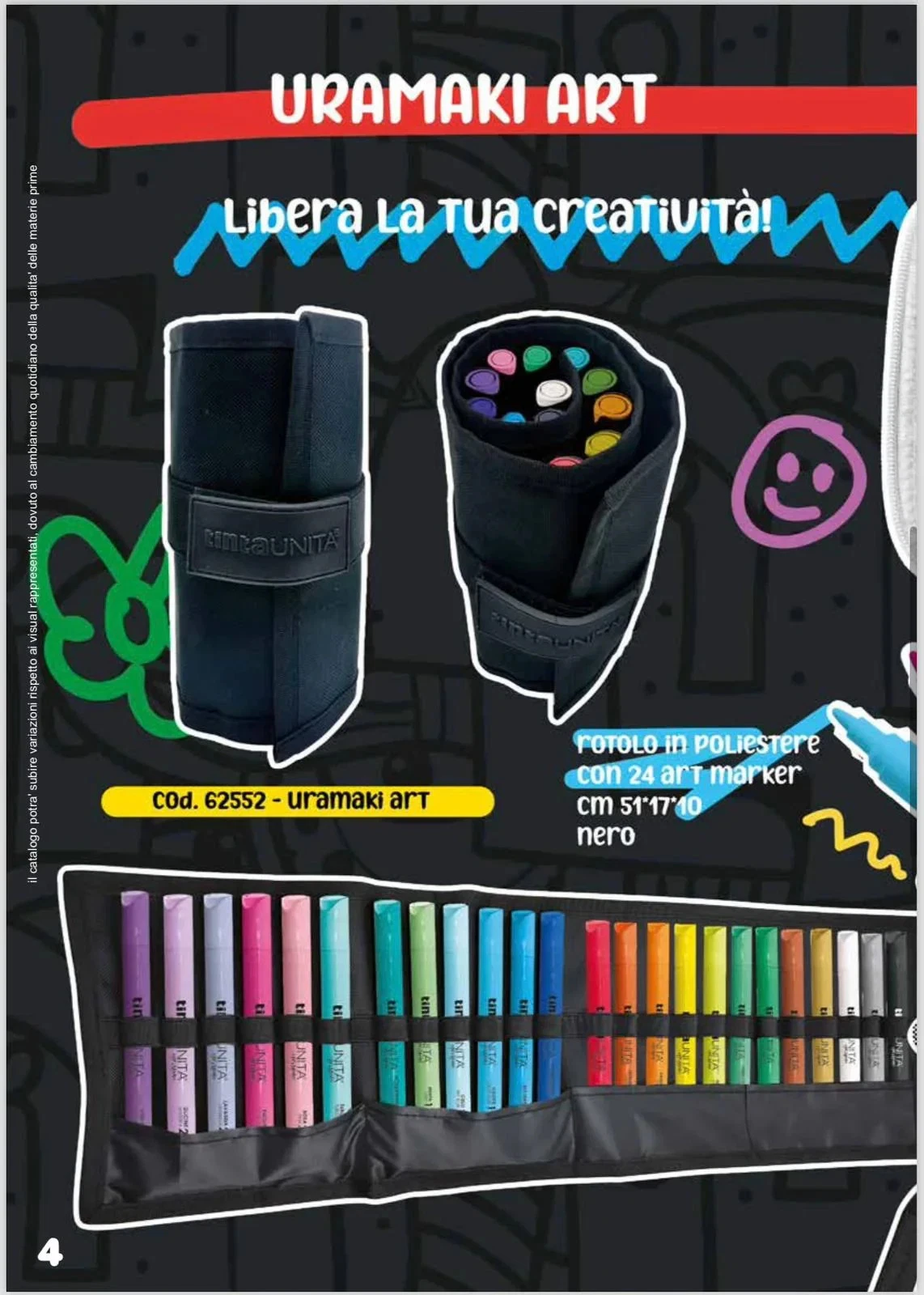 pegasus-rotolo-marker-acrilici-tinta-unita TINTA UNITA Rotolo in Acrilico con 24 Marker TintaUnita Multi Superficie Coprenti - immagine 1