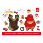 Set 2 tagliapasta in plastica Babbo Natale e renna di Decora